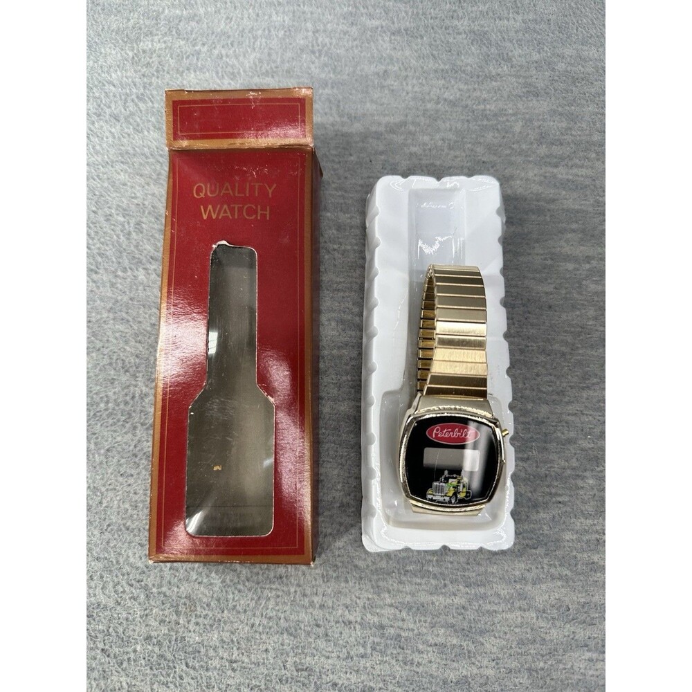 PETERBILT TRUCK Vintage Digital Mechanical Analog Gold Tone Watch